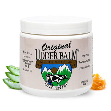 Original Udder Balm Unscented Pump Jar - Made In Usa - Hypoallergenic Moisturizer Cream For Dry, Cracked Skin, 16 Oz