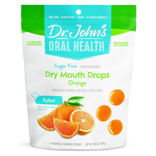 Dr. John’S Oral Health Sugar Free Candy, Healthy Dry Mouth Drops With Zero Sugar, Low Calorie Snacks, Keto Friendly Hard Candy Sweets, Tart Cherry, 24 Count, 3.85 Oz