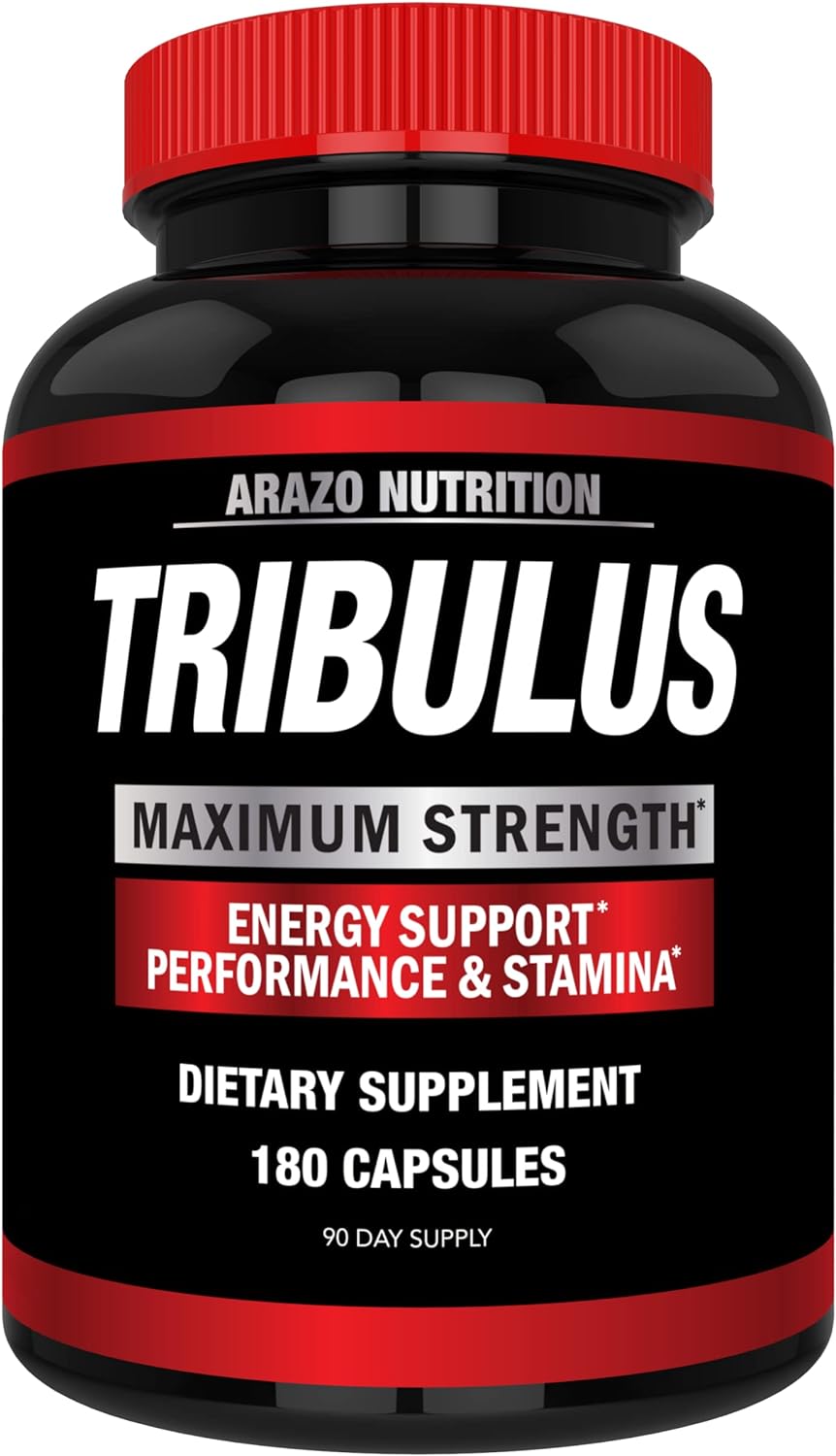 Arazo Nutrition Tribulus Terrestris 1500Mg Extract Powder – 180 Capsules - Energy Booster With Estrogen Blocker