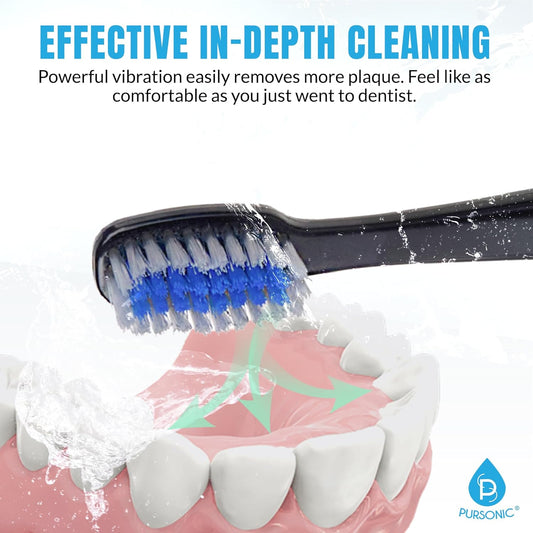 Pursonic Electric Toothbrush Heads - 8 Pack Electric Toothbrush Replacement Brush Heads For Teeth And Gum Care - Tooth Brush Heads For S750 (Black)