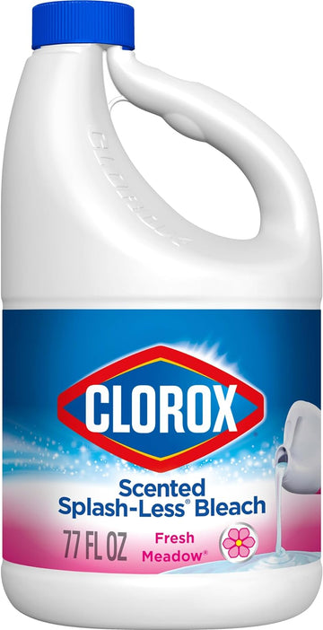 Clorox Splash-Less Bleach, Concentrated Formula, Fresh Meadow, 77 Ounce Bottle (Package May Vary)