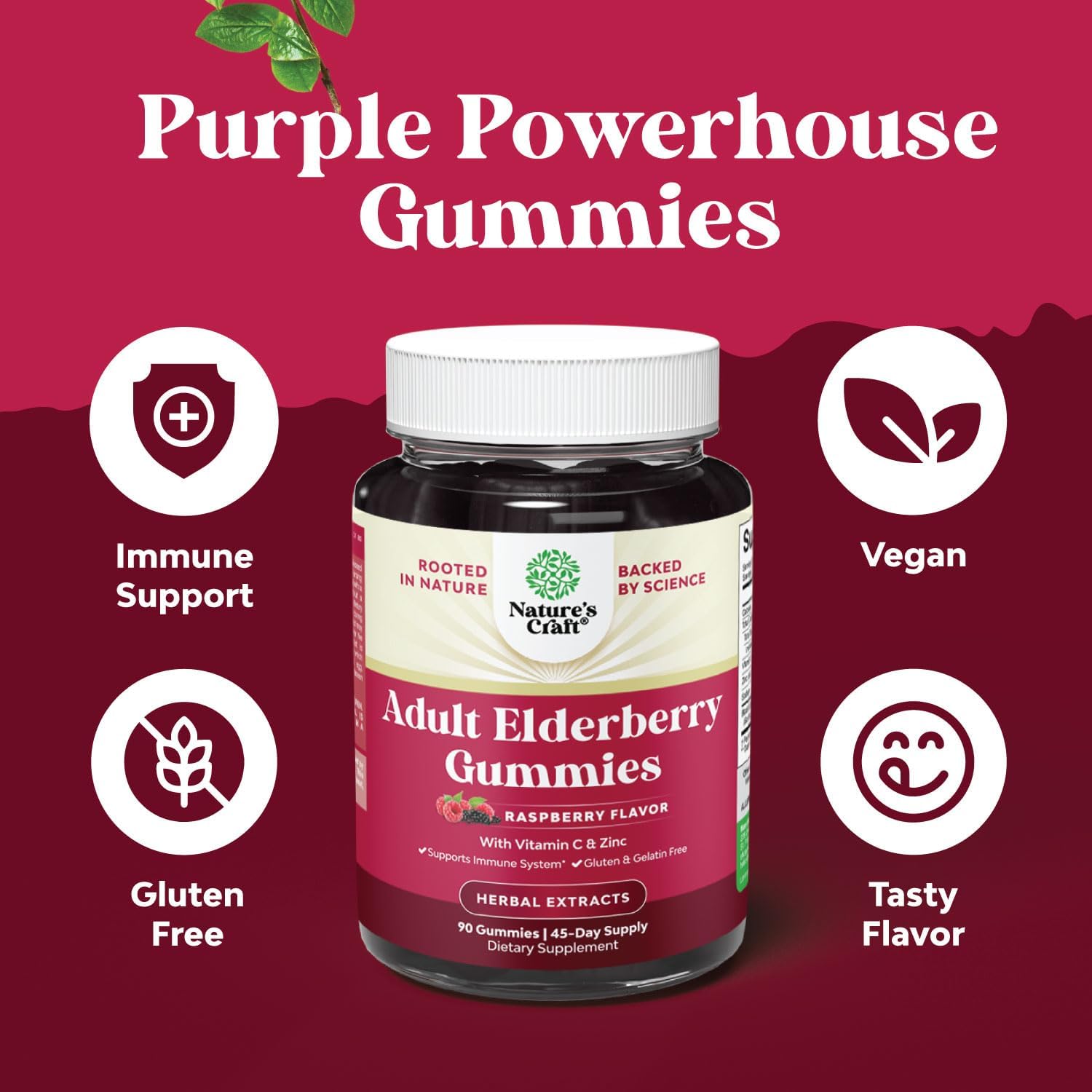 Elderberry Vitamin C and Zinc Gummies - Advanced Immune Booster Sambucus Elderberry Gummies for Adults - Super Antioxidants Supplement Immunity Gummies - Vegan Halal Black Elderberry Gummy 90ct : Health & Household