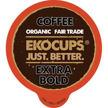 Ekocups Organic Extra Bold Roast Coffee Pods, Extra 30% More Coffee Per Cup, Artisan Fair Trade Dark Roast, Extra Bold Coffee For Keurig K Cup Machines, Recyclable Pods, 40 Count