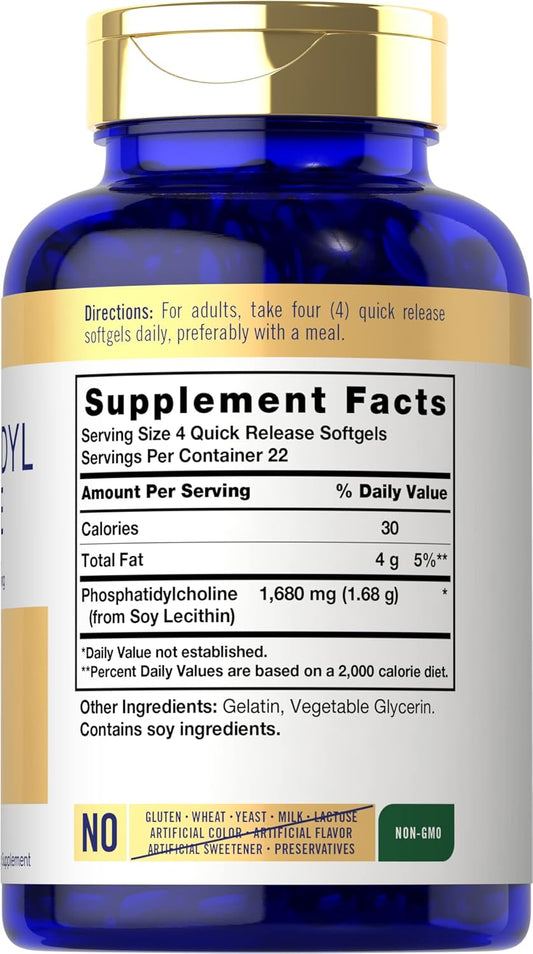 Carlyle Phosphatidyl Choline | 1,680Mg | 90 Quick Release Softgels | Non-Gmo & Gluten Free Supplement