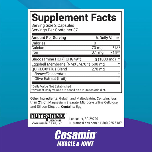 Nutramax Cosamin® Muscle & Joint, Works To Decrease Cartilage Breakdown, Protects Joints, And Reduces Muscle Soreness, 74 Capsules