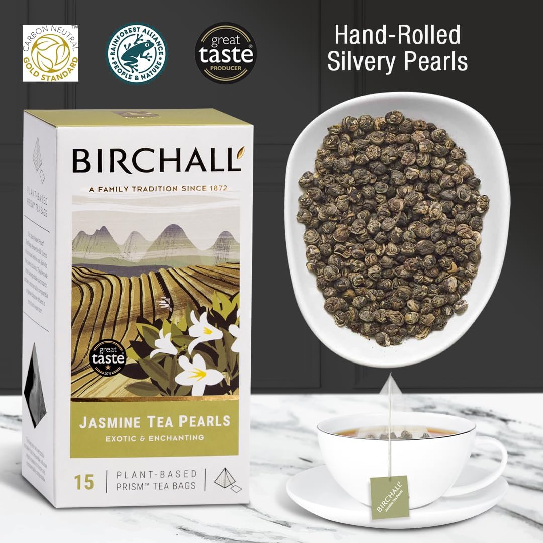 Birchall Green Tea & Peach Tea - Box of 200 Plant-Based Prism Teabags - A Perfect Combination of Antioxidants and Flavor : Amazon.co.uk: Grocery
