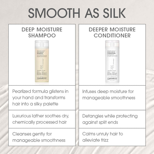 Giovanni Smooth As Silk Deeper Moisture Conditioner - Calms Frizz, Adds Moisture, Detangles, Wash & Go, Infused With Natural Botanical Ingredients, Color Safe, Sulfate Free - Apple & Aloe, 24 Oz