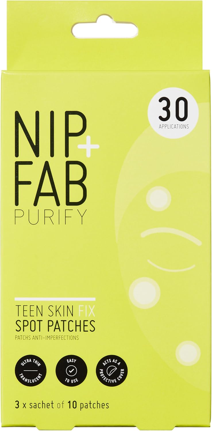 Nip+Fab Teen Skin Spot Patches, 30 Patches, Perfect For Blemish-Prone Teenage Skin, Anti-Spots With Salicylic Acid, Witch Hazel And Wasabi Extract, Face Skin Exfoliating, Calming