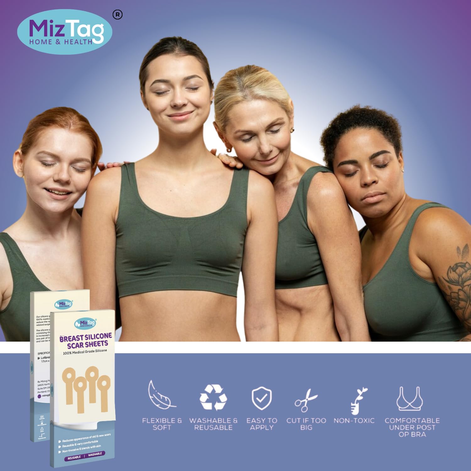Breast Augmentation Recovery Supplies - Silicone Sheets For Healing - Comfortable Under Post-Op Bra (4 Pcs) : Health & Household