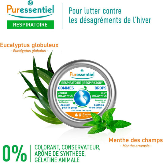 Puressentiel Respiratory Eucalyptus Throat Drops, 45 G