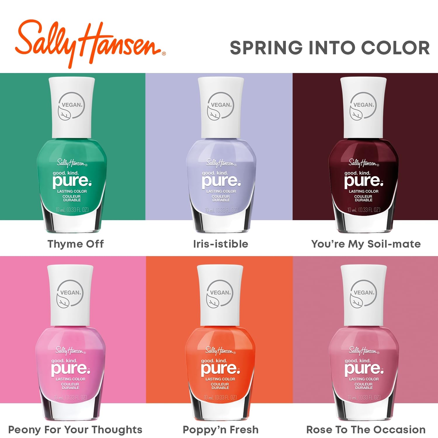 Sally Hansen Good.Kind.Pure - Nail Polish - Peony For Your Thoughts - 0.33 fl oz : Beauty & Personal Care