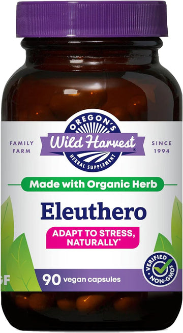 Oregon'S Wild Harvest Eleuthero Organic Capsules | Adapt To Stress Naturally, 90 Count