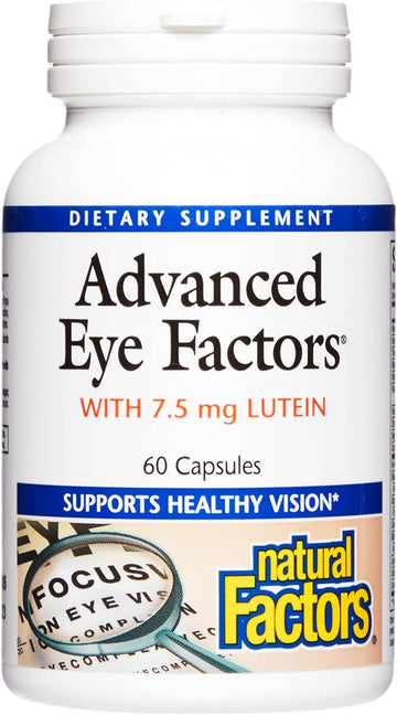 Natural Factors, Advanced Eye Factors, Antioxidant Support For Healthy Vision With Lutein And Zeaxanthin, 60 Capsules