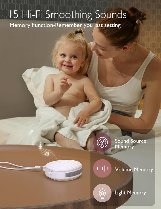 Momcozy Portable Sound Machine - White Noise Machine With 15 Soothing Sounds - Night Light - Usb Rechargeable - Ideal For Travel, On-The-Go Use,Helps Baby, Kids, And Adults Sleep Better