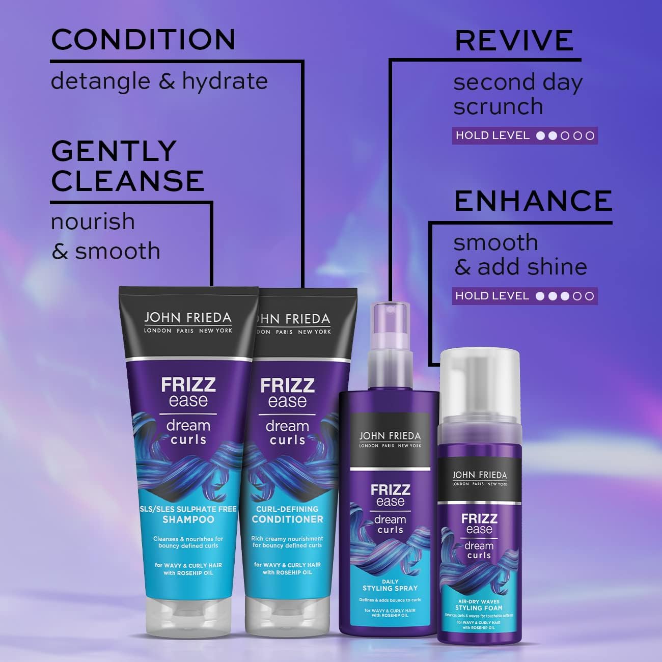 John Frieda Frizz Ease Dream Curls Air Dry Waves Styling Foam 150ml, Wave and Curl Enhancer, Lightweight Anti-Frizz Styling Foam : Amazon.co.uk: Beauty