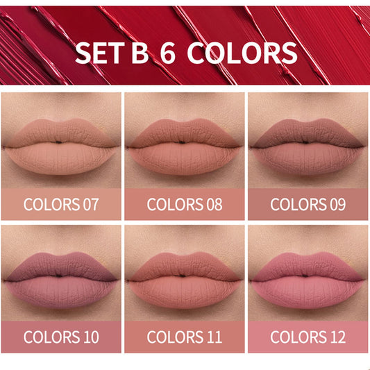 Maepeor Matte Liquid Lipstick 6Pcs Nude Velvety Lip Gloss Kit Long-Lasting Wear Non-Stick Cup And Not Fade Lipstick Set For Warm Or Cool Undertone (Nude Series, 6Pcs-E)