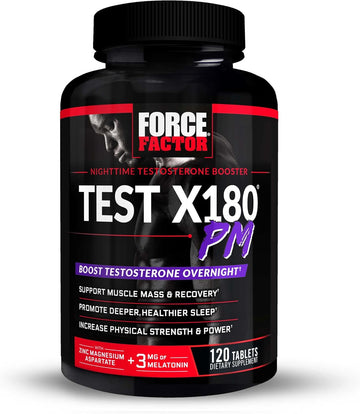 Force Factor Test X180 Pm Testosterone Booster For Men, Overnight Testosterone Supplement To Build Muscle, Increase Strength, And Promote Deeper, Healthier Sleep And Recovery, 120 Tablets