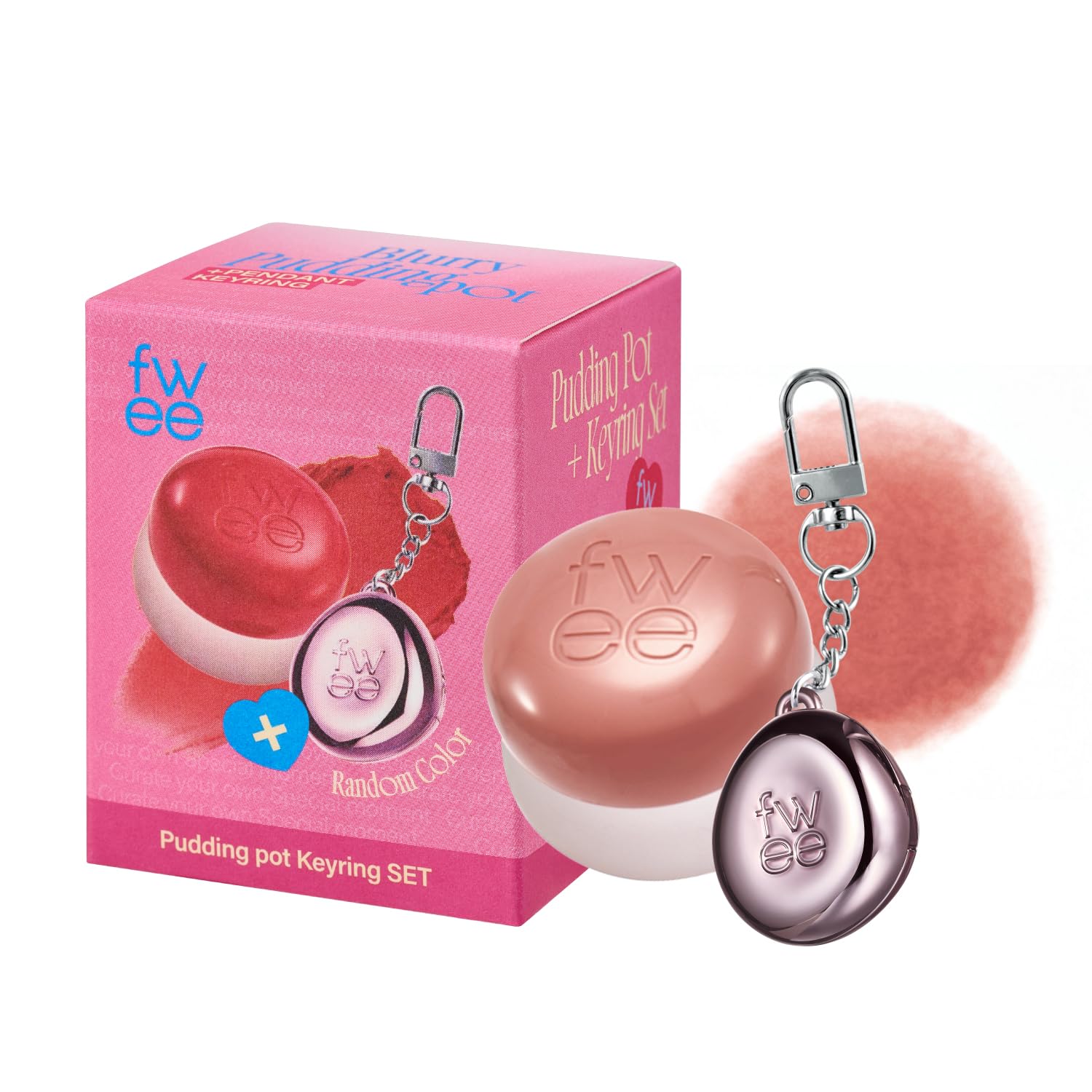 Lip&Cheek Blurry Pudding Pot + Pendant Keyring | My | Random Colored Keyring | Makeup Blush, Buildable Lightweight, Multi-Use Soft Matte Finish | 5G