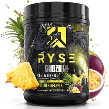 RYSE Up Supplements Noel Deyzel x Godzilla Pre Workout | Intense Pumps, Energy, & Focus | Citrulline & Beta Alanine | 400mg Total Caffeine | 40 Servings (Passion Pineapple)