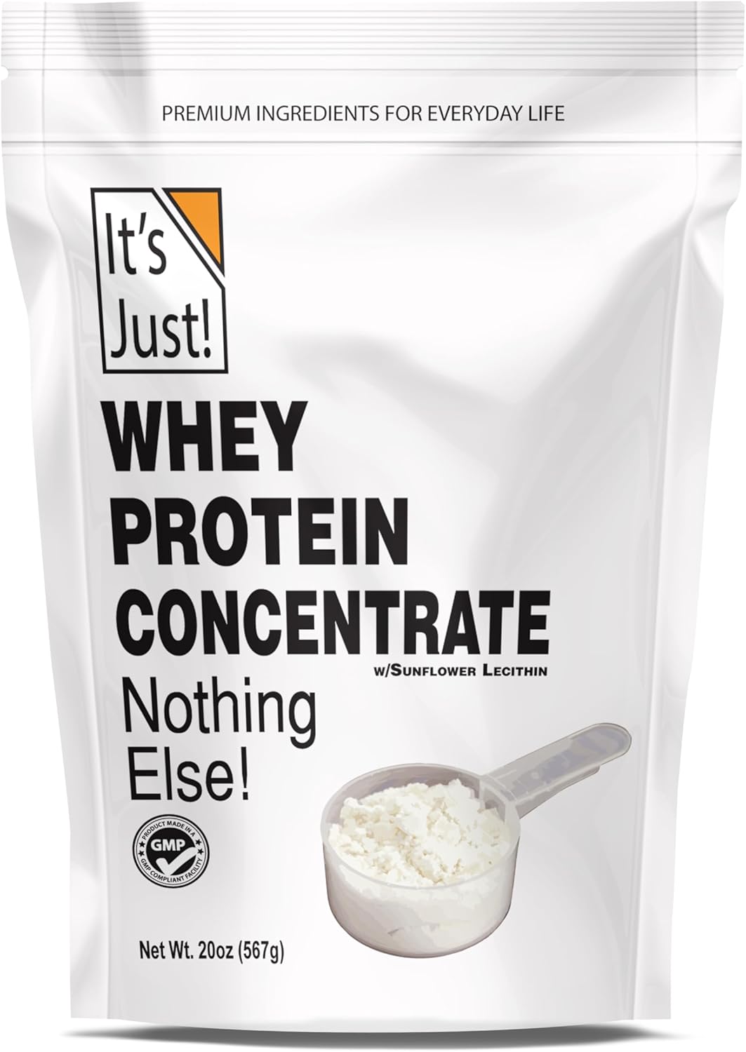 It'S Just! - 100% Whey Protein Concentrate, Made In Usa, Premium Wpc-80, No Added Flavors Or Artificial Sweeteners (Original/Unflavored, 20Oz)