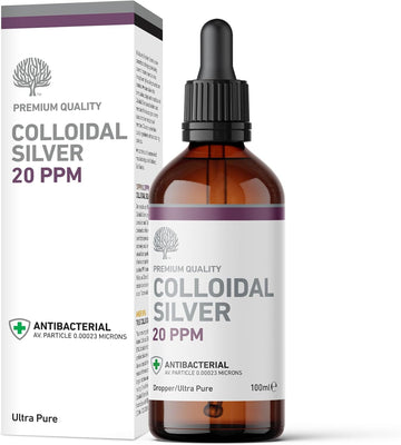 Nature'S Greatest Secret Premium Quality Antibacterial 20Ppm Colloidal Silver Dropper Bottle 100Ml