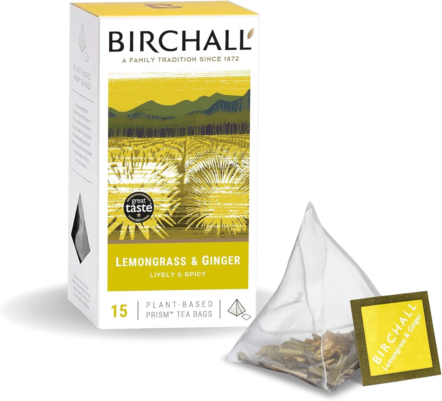 Birchall Tea Bags, Lemongrass & Ginger Herbal Tea Gift Set, Caffeine Free Tea Bursting with Full Flavour, Perfect Vegan Gifts, 15 Plant-Based Prism Tea Bags : Amazon.co.uk: Grocery