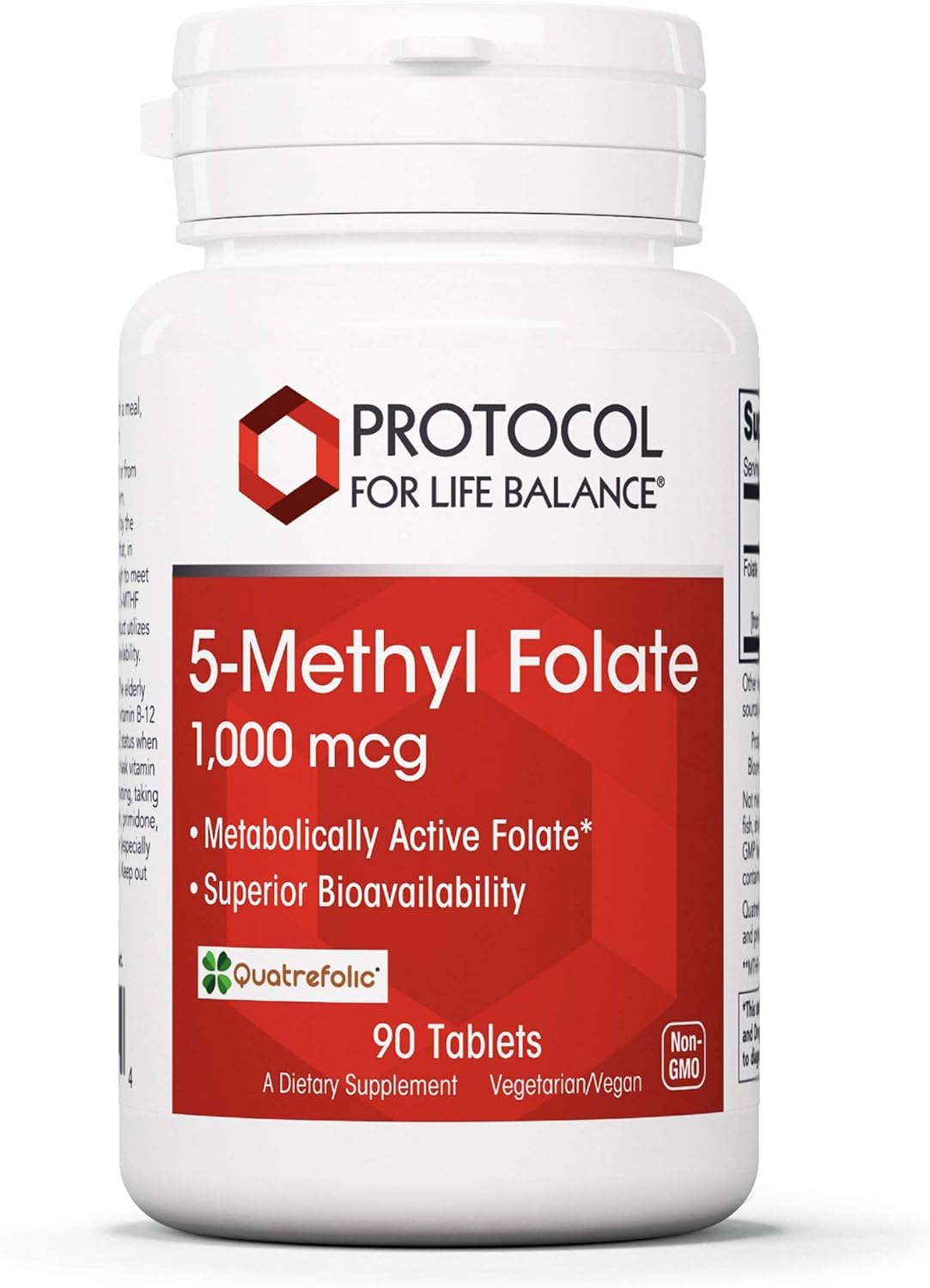 Protocol 5-Methylfolate 1,000mcg - Superior Methyl Folate Bioavailability - for Brain Support* - Folate Supplement for Women & Men - Kosher & Vegan - 90 Tabs