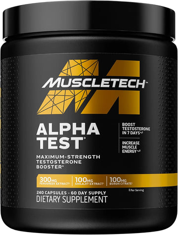 Muscletech Testosterone Booster For Men, Alphatest, Tribulus Terrestris & Boron Supplement, Max-Strength Atp & Test Booster, Daily Workout Supplements For Men, 240 Pills (Package May Vary)