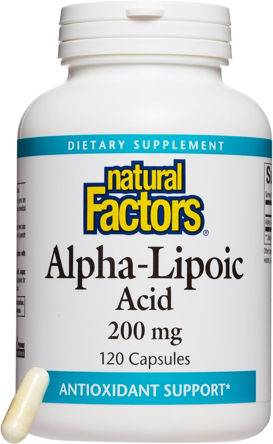 Natural Factors, Alpha-Lipoic Acid 200 mg, Antioxidant Support to Help Maintain Glucose Levels Already in a Normal Range, 120 Capsules (120 Servings)