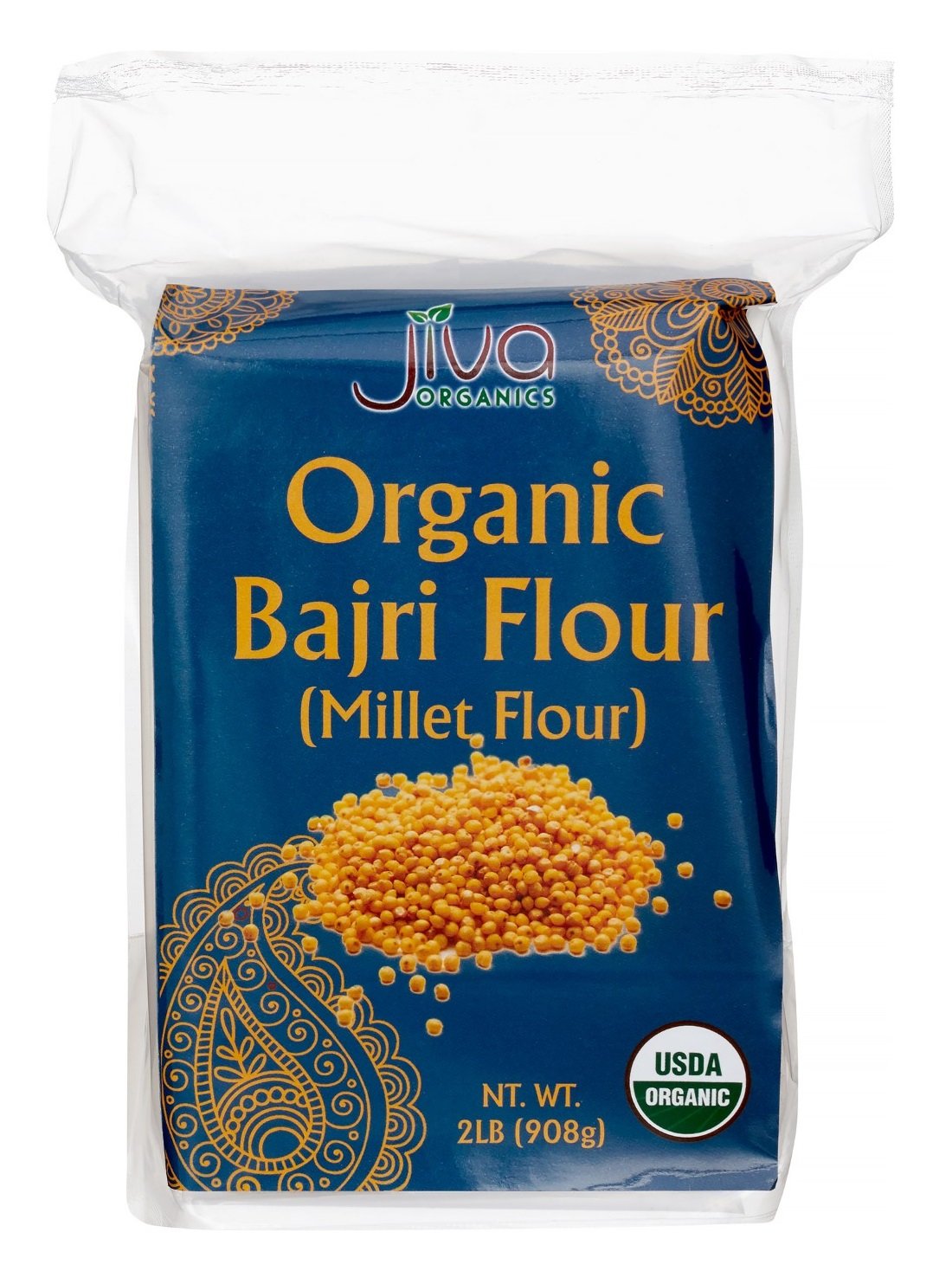 Jiva Organics Organic Millet Flour 2 Pound Bag - Bajri, Bajra, 100% Natural & Non-Gmo