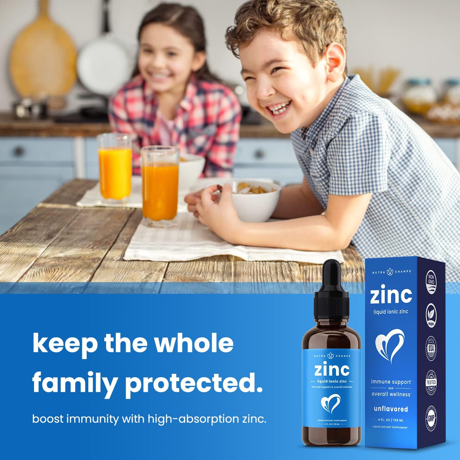 Liquid Zinc for Kids & Adults | Vegan, Pure Ionic Zinc Drops Enhanced 