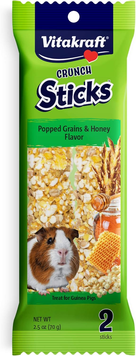 Vitakraft Crunch Sticks Popped Grains & Honey Flavor Guinea Pig Treat (2 Sticks), 2.5 Oz