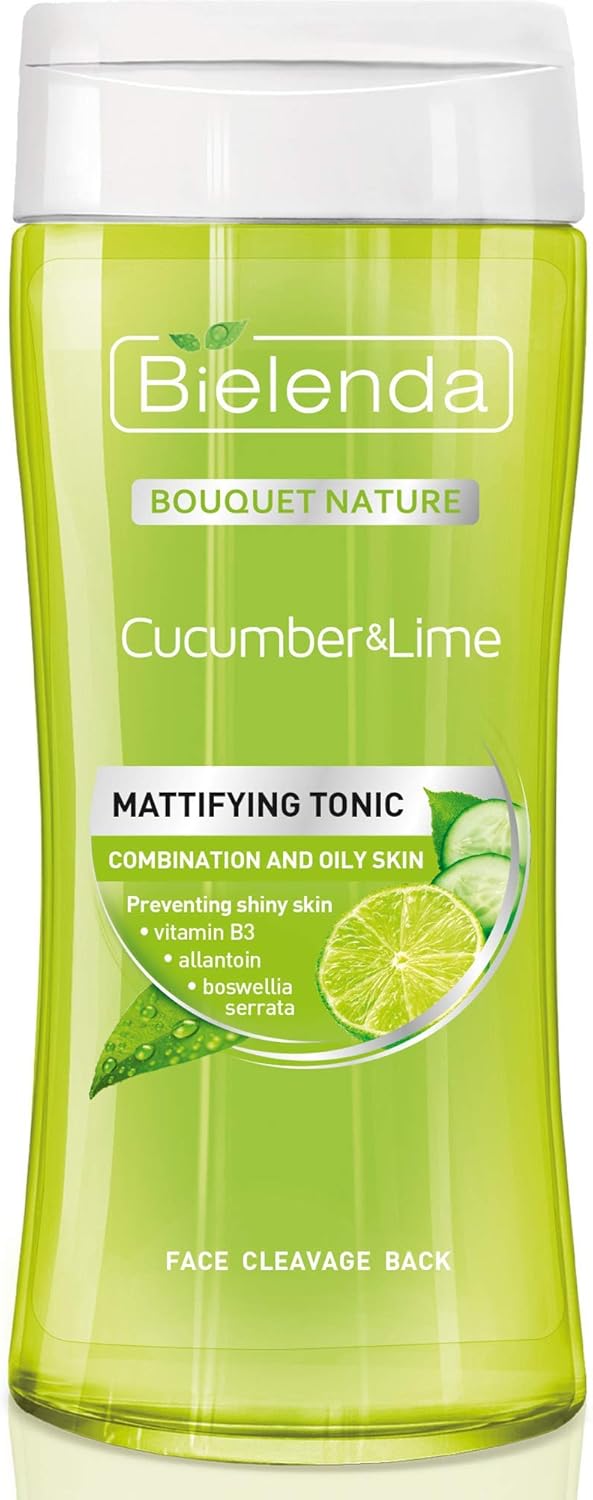 Bielenda Bouquet Nature - Helps Solve The Problems Of Shiny, Blemish-Prone Skin, Enlarged And Blocked Pores - Cucumber And Lime Toner - 200 Ml