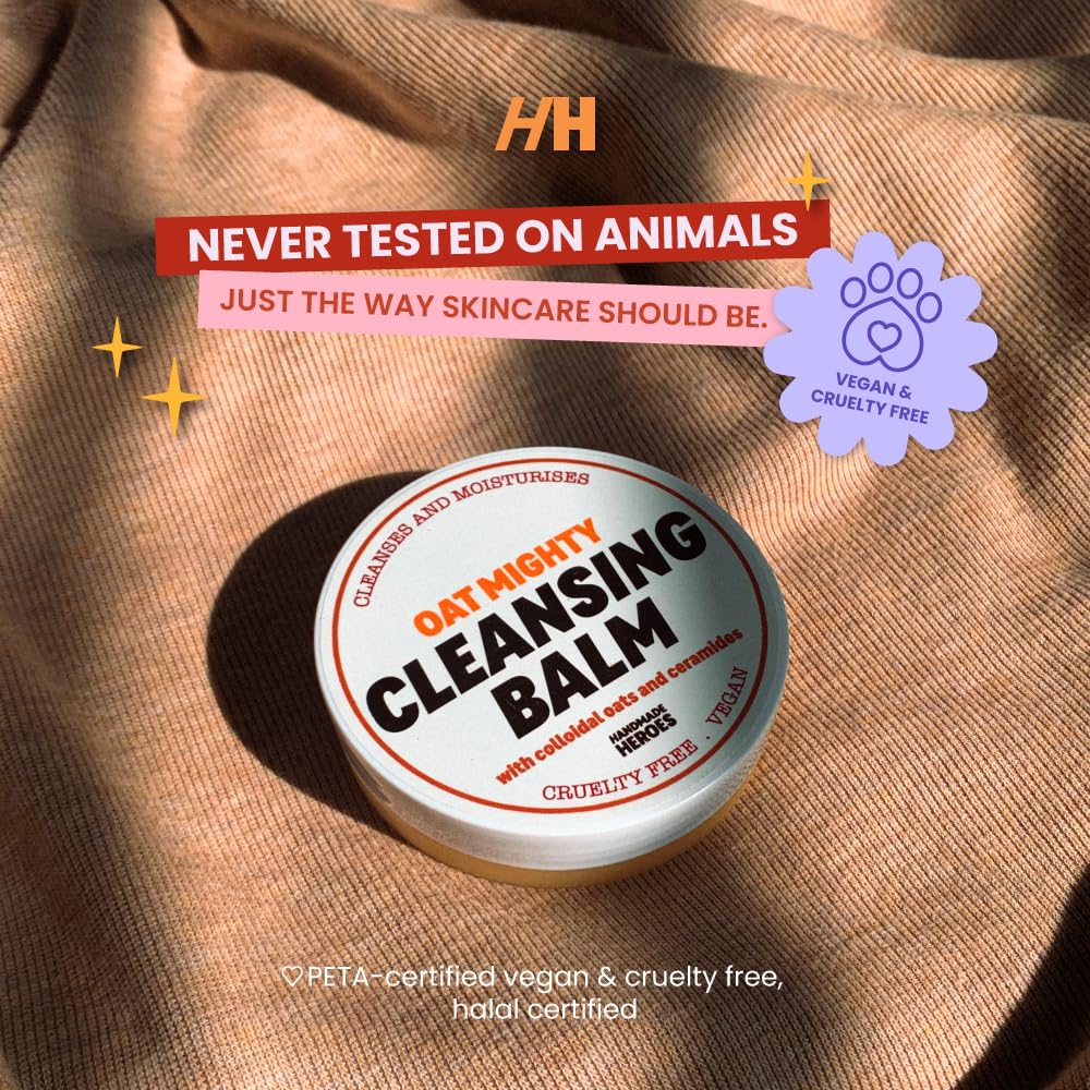 Handmade Heroes 100% Natural Oat Cleansing Balm Eye Makeup Remover with ceramides - Balm to Oil Cleanser Oat Mighty Face Cleansing Balm - Sensitive Skin and All Skin types : Beauty & Personal Care