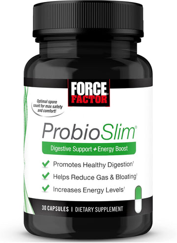 Force Factor Probioslim Probiotics For Women And Men, Probiotics For Digestive Health To Reduce Bloating, Gas, & Occasional Diarrhea, With Prebiotics, Lactospore, & Green Tea For Energy, 30 Capsules