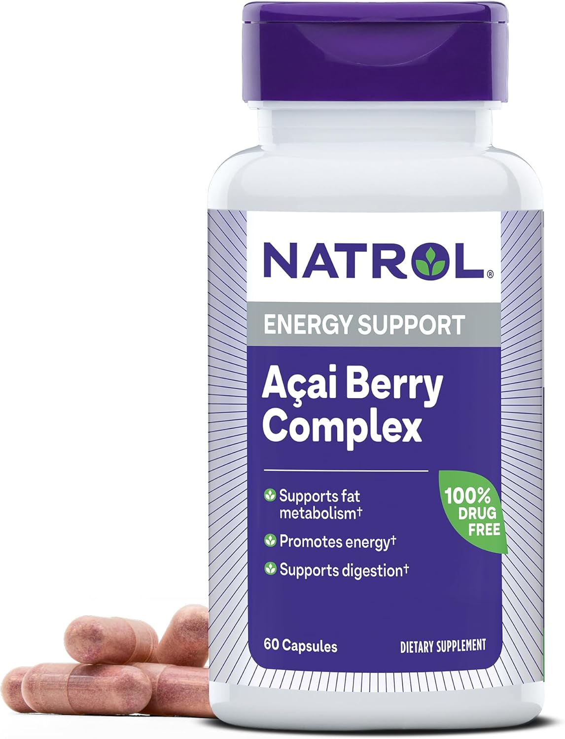 Natrol Acai Berry, Dietary Supplement, Antioxidant Protection & Defense, The Ultimate Super Fruit, 1,000 Mg Veggie Capsules, 60 Count