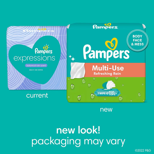 Pampers Baby Wipes Multi-Use Refreshing Rain 9X Pop-Top Packs 504 Count