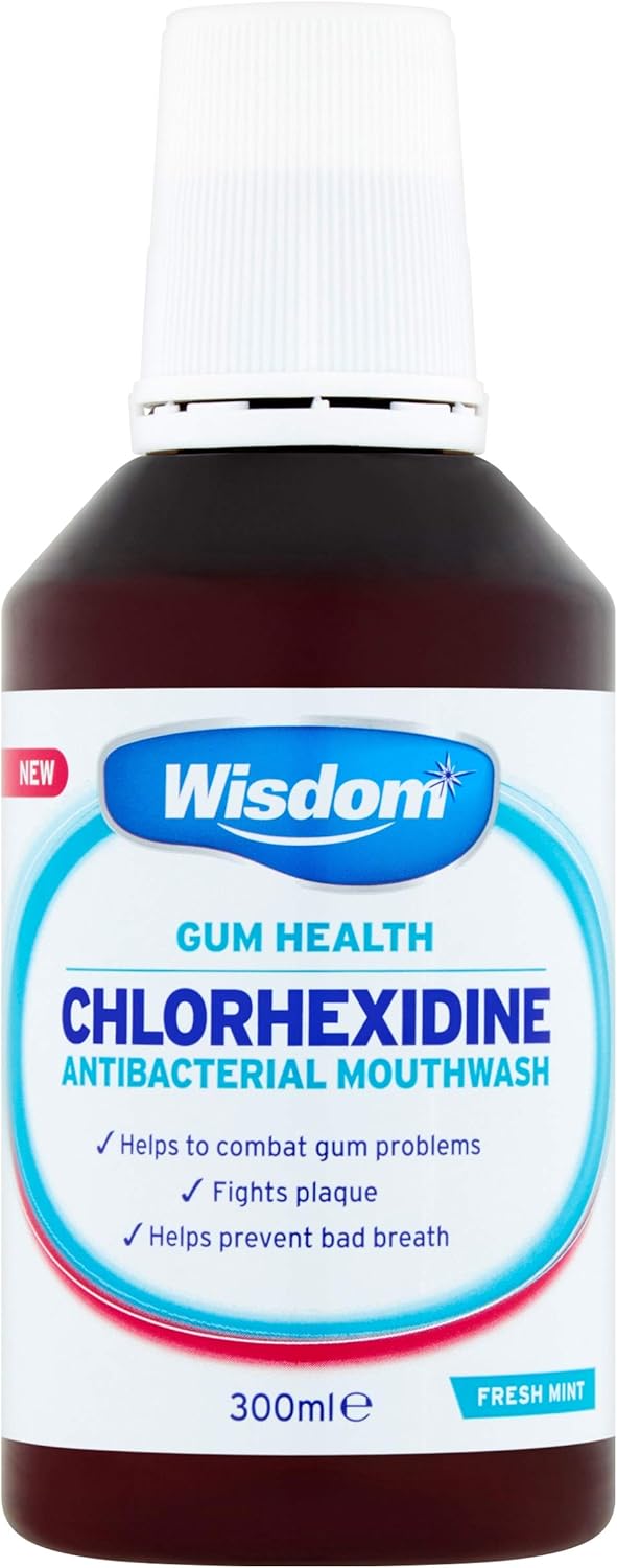 Wisdom Chlorhexidine Mouthwash - Fresh Mint - Alcohol (1 X 300Ml Bottles)
