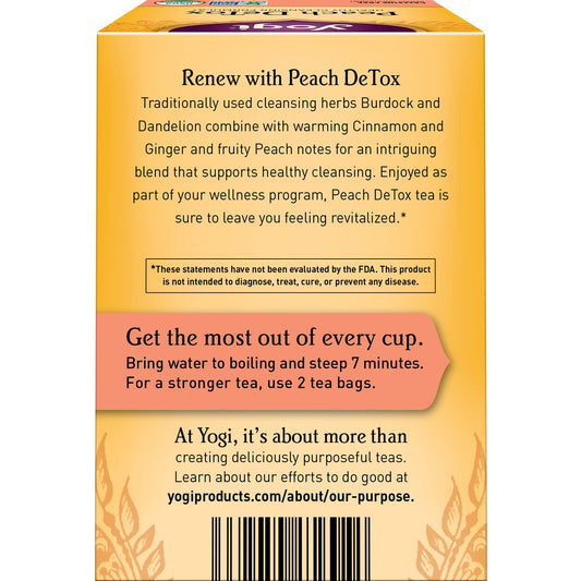 Yogi Tea - Peach Detox Tea (6 Pack) - Healthy Cleansing Formula With Traditional Ayurvedic Herbs - Caffeine Free - 96 Organic Herbal Tea Bags