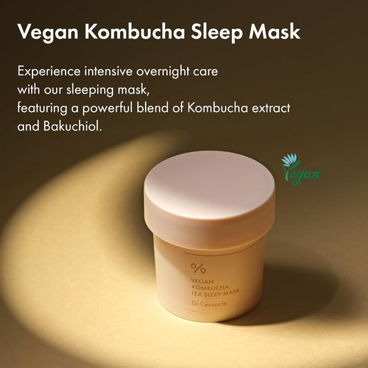 Leegeehaam Dr.Ceuracle Vegan Kombucha Tea Sleep Mask (100G / 3.52 Oz) - Leave-On Revitalizing Overnight Facial Mask, Skin Moisture Barrier Boosting And Balanced Hydrating