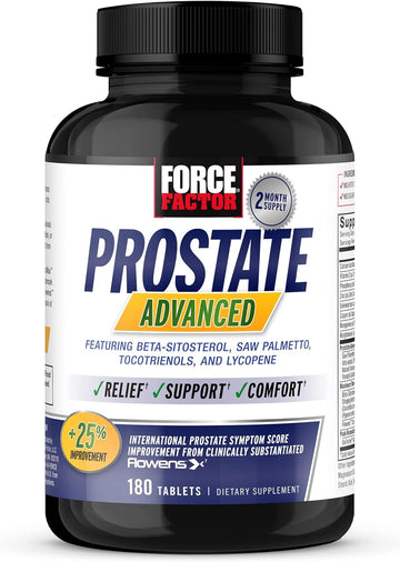 FORCE FACTOR Prostate Advanced, Health Supplement for Men for Reducing Nighttime Bathroom Trips, Bladder & Urinary Relief, with Saw Palmetto, Beta-Sitosterol, 180 Tablets (1-Pack)