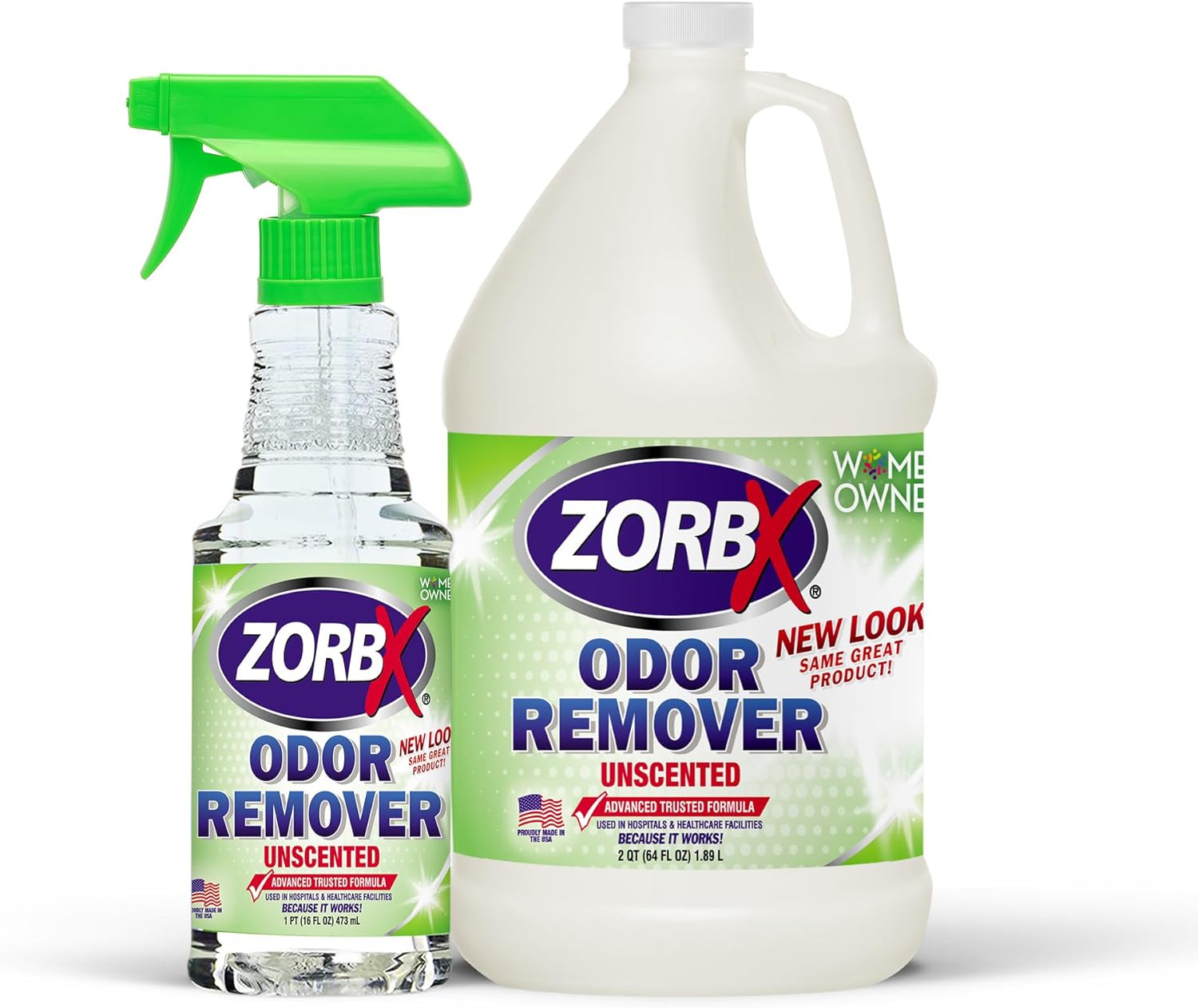 ZORBX Unscented Multipurpose Odor Eliminator Combo Pack - Used in Hospitals & Healthcare Facilities | Advanced Trusted Formula, Fast-Acting Odor Remover Spray for Strong Odors (16 Oz + 64 Oz)