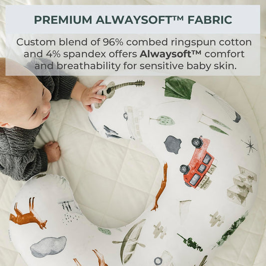 Pobibaby 1-Pack Premium Nursing Pillow Cover - Ultra Soft & Stretchy 96% Cotton, Breastfeeding Pillow Cover For Baby Boys And Girls (Explore)