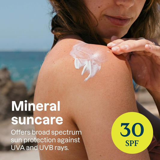 ATTITUDE Mineral Sunscreen for Sensitive Skin, EWG Verified, Broad Spectrum UVA/UVB, Dermatologically Tested, Plant and Mineral-Based Formula, Vegan, SPF 30, Unscented, 5.2 Oz