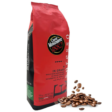 Caffe Vergnano 1882 Espresso Whole Bean Arabica Roast Coffee, 1.1 Lb Bag - Italian Medium Roast Coffee Beans With Notes Of Chocolate, Nuts & Caramel, Intensity 7/10-500G Bag