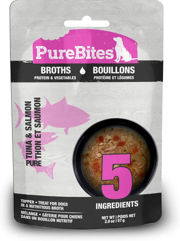 Purebites Tuna & Salmon Broths For Dogs, Only 5 Ingredients, Case Of 18