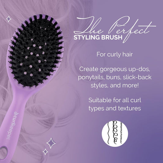Curl Keeper Styling Brush - Gently Distributes Products And Oils From Roots, Deep Bristles For Thick Hair - Lightweight Hair Accessory