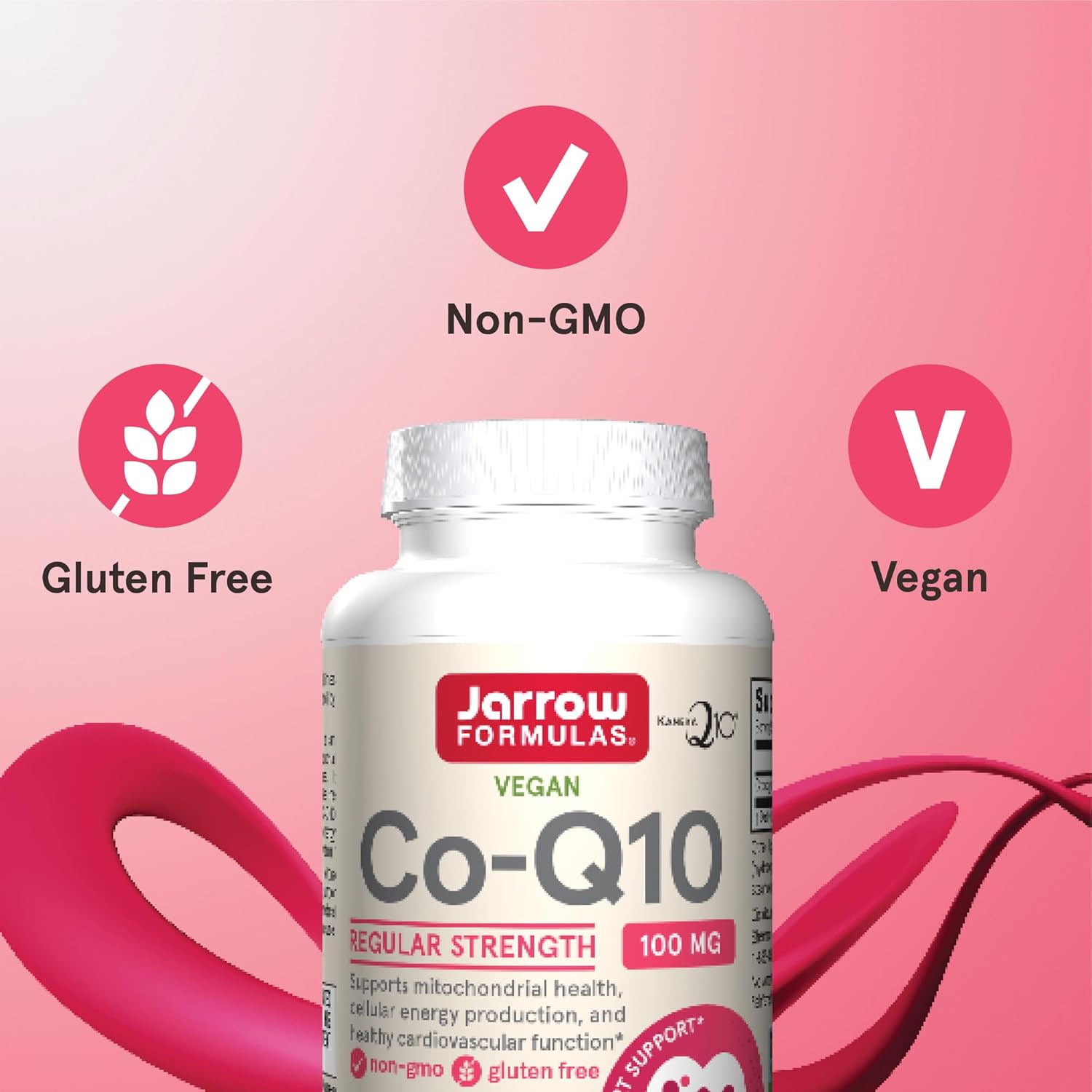 Jarrow Formulas Co-Q10, 100 Mg, Antioxidant Support For Mitochondrial Health, Cellular Energy Production And Healthy Cardiovascular Function, 60 Veggie Capsules, 60 Day Supply