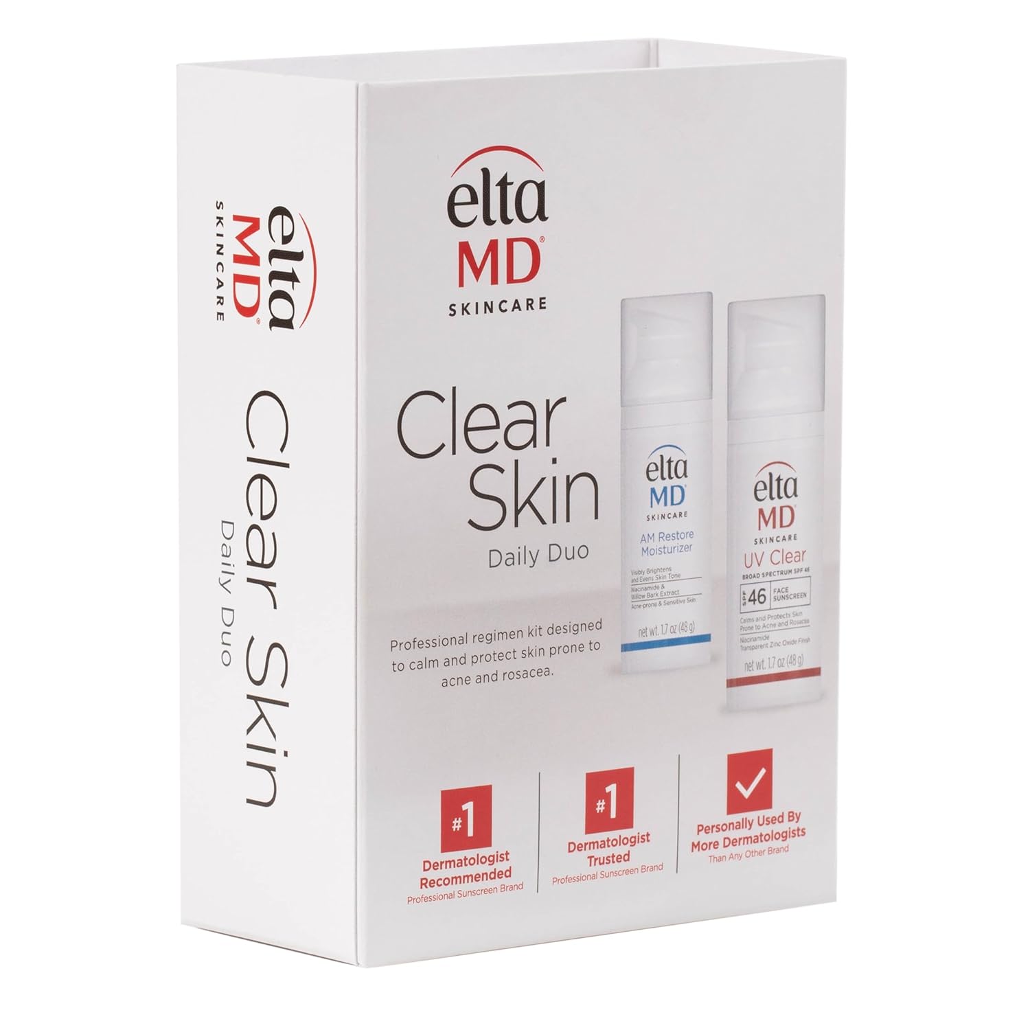 EltaMD Clear Skin Daily Duo Sensitive Skin Kit, AM Restore Facial Moisturizer and UV Clear Face Sunscreen Set, Helps Calm Rosacea and Acne Prone Skin, Made with Niacinamide and Zinc Oxide : Beauty & Personal Care