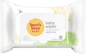 Burt’S Bees Baby Wipes, Unscented Natural Baby Wipes For Sensitive Skin With Aloe And Vitamin E - 72 Wipes